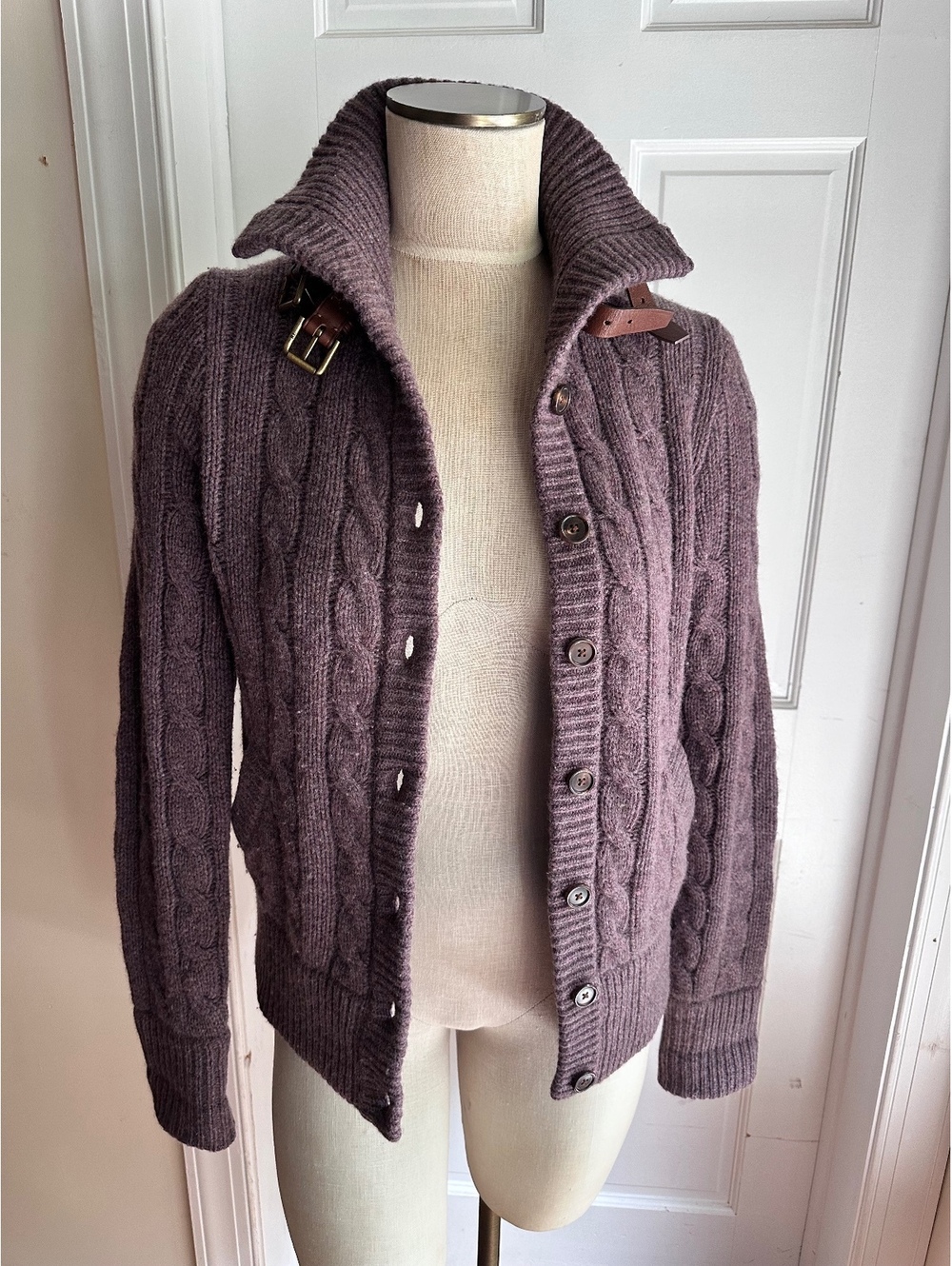 Ralph Lauren Cable-Knit Turtleneck Cardigan Wool/ Cashmere Size S/M - Picture 8 of 9